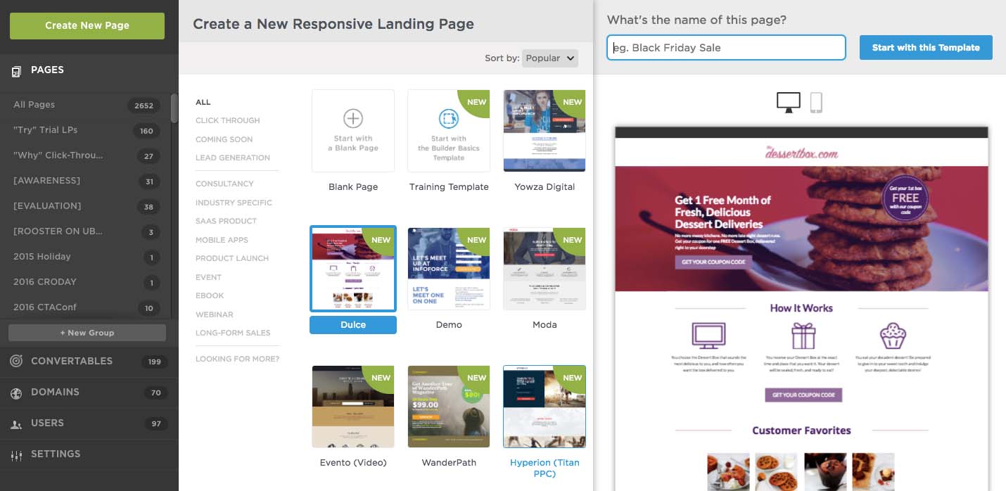unbounce landing page